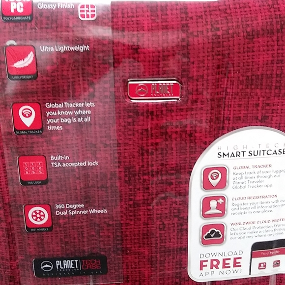 Planet Traveler USA Smart Tech Case Hardside Spinner Carry-on, Red, One Size - Picture 14 of 16